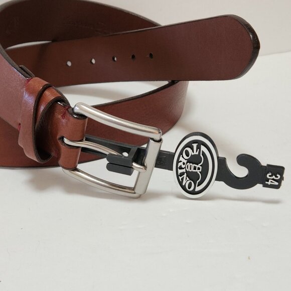 New Torino Elite 34 Brown Leather Belt European Tanned Cowhide USA Nickel Buckle - Picture 2 of 13